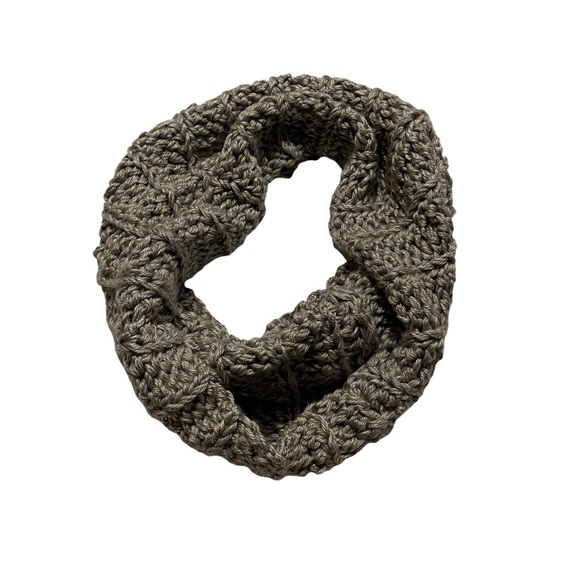 Handmade Homemade Crochet Cowl Infinity Scarf Brown Tan Winter Outerwear - Picture 2 of 6